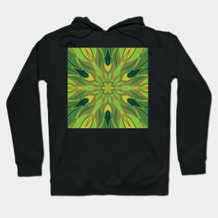 Cartoon Mandala Flower Green and Yellow Hoodie